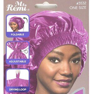 2pk Ms. Remi Premium Adjustable and Foldable Braid Shower Cap-Pink